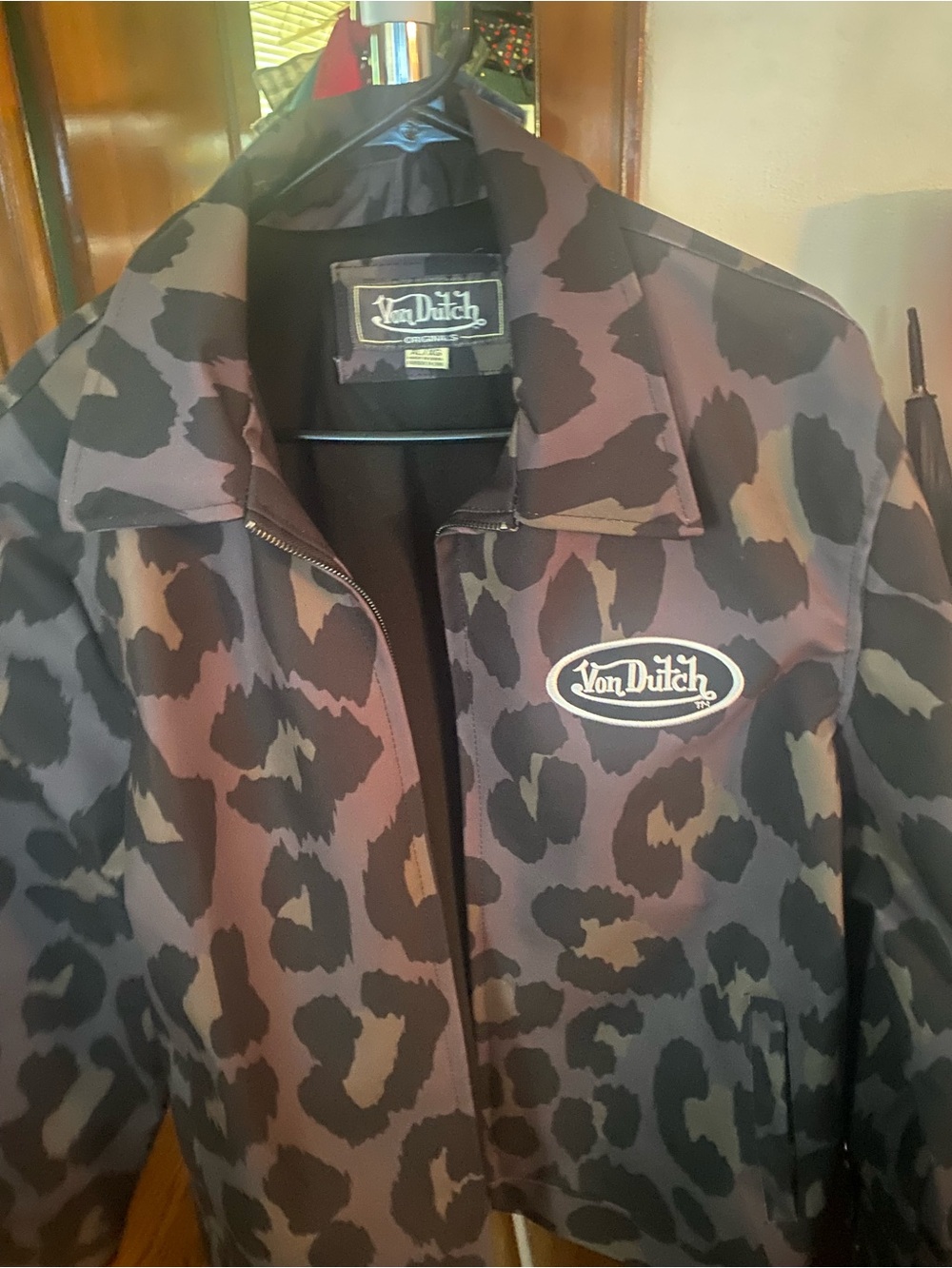 Von Dutch Black & Olive Leopard Camo Bomber Jacket - Picture 4 of 8